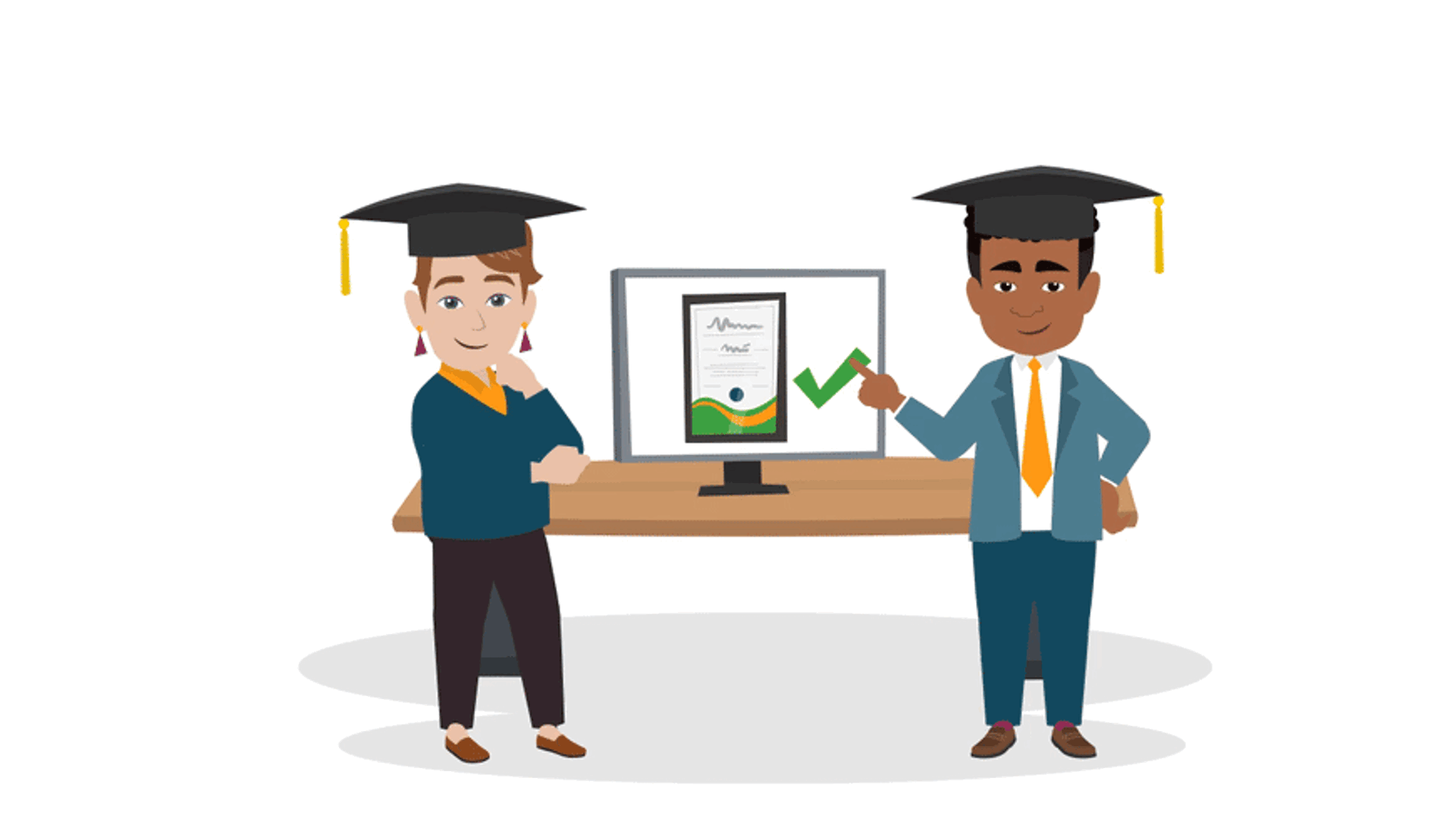 AI4RE Kurs mit Prüfung. Zwei Teilnehmende haben den Kurs erfolgreich abgeschlossen und sehen zufrieden aus.